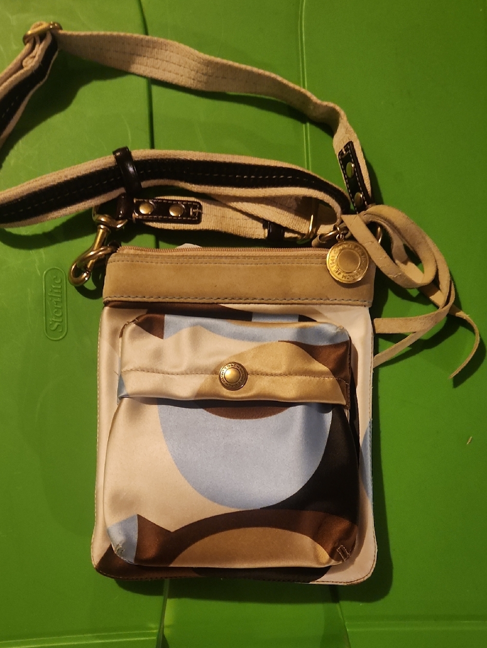 Coach Crossbody Bag in Beige, Light Blue and Brown